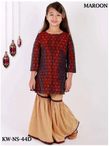 Satin silk Kurti & Sharara Set For Kids