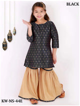 Satin silk Kurti & Sharara Set For Kids