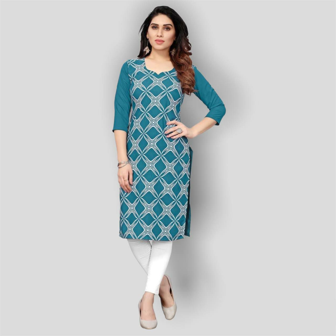 Stylish Butter Crepe Digital Printed Kurti/Kurti dicetak digital Crepe CREPE Bergaya