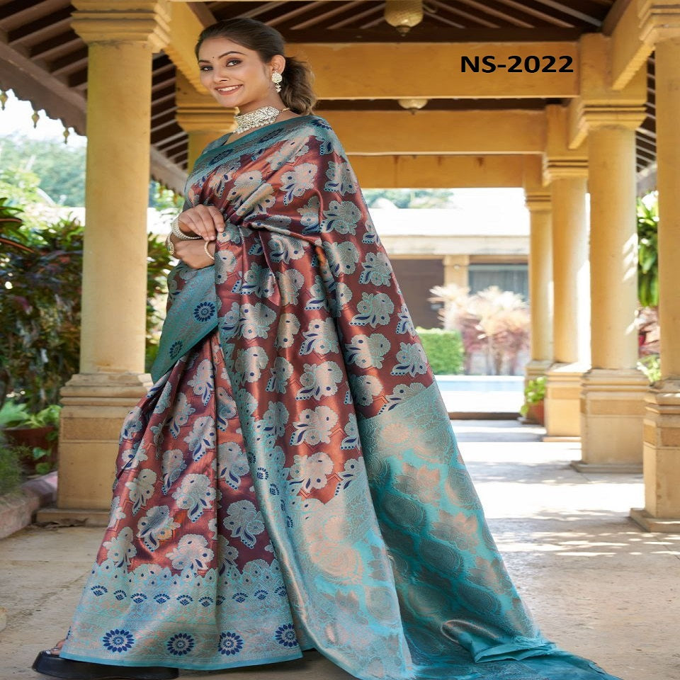 Beautiful Silk Printed Saree With Unstitched Blouse