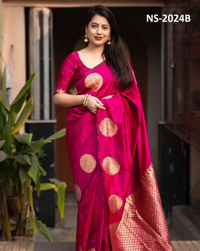 Beautiful Silk Printed Saree With Unstitched Blouse