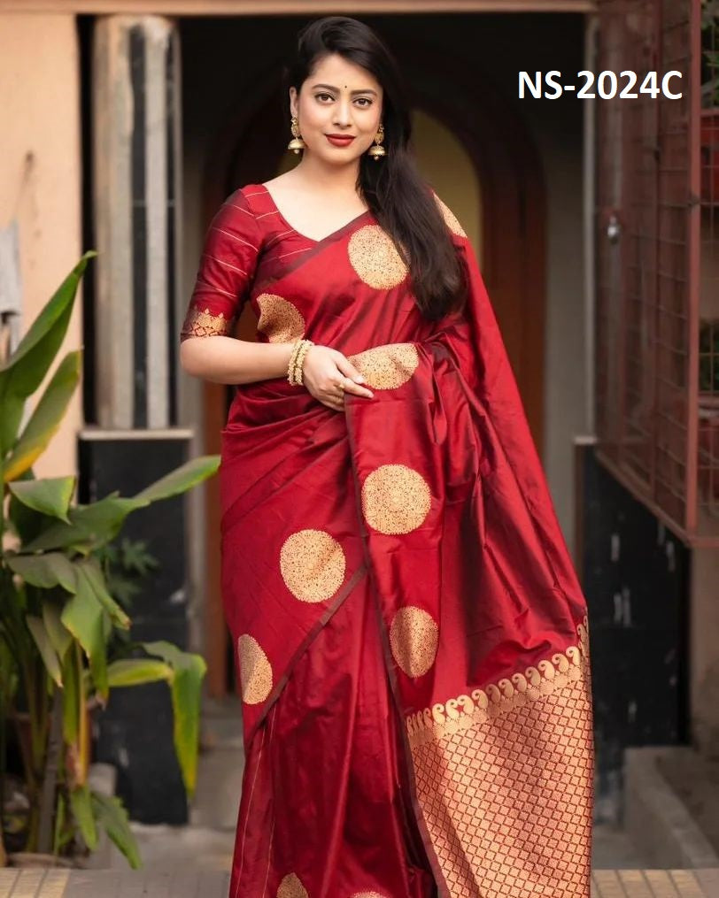 Beautiful Silk Printed Saree With Unstitched Blouse