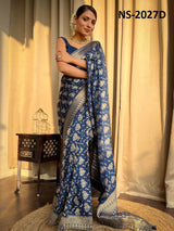 Beautiful Silk Printed Saree With Unstitched Blouse