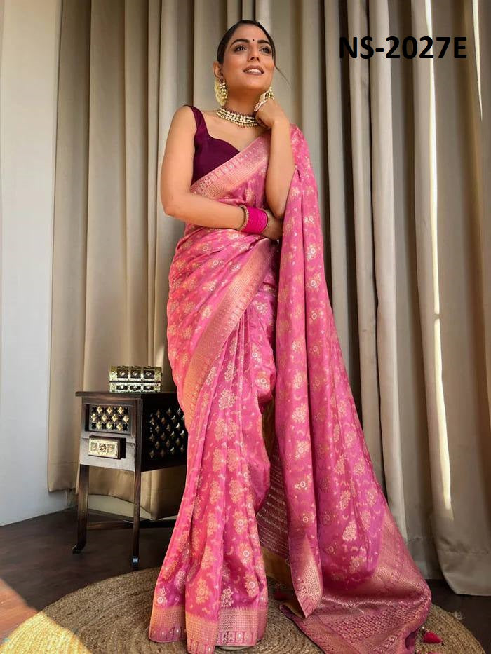 Beautiful Silk Printed Saree With Unstitched Blouse