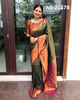 Beautiful Silk Printed Saree With Unstitched Blouse