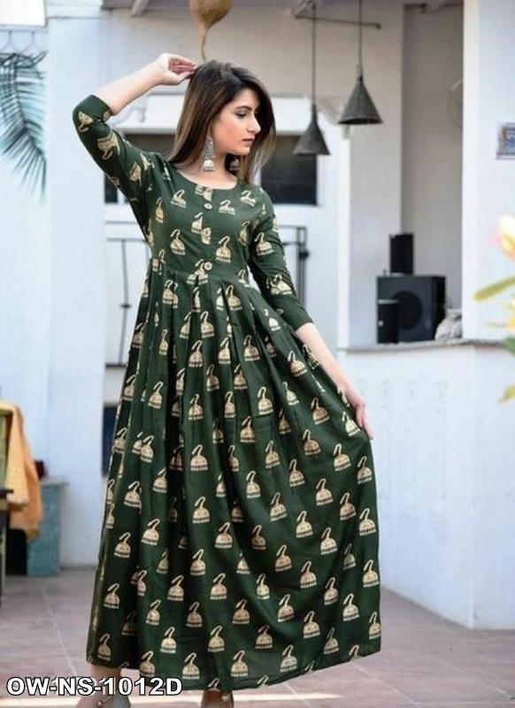 Punjabi Maxi Printed Gown Heavy Crepe Fabric/Punjabi Maxi bercetak kain krep berat