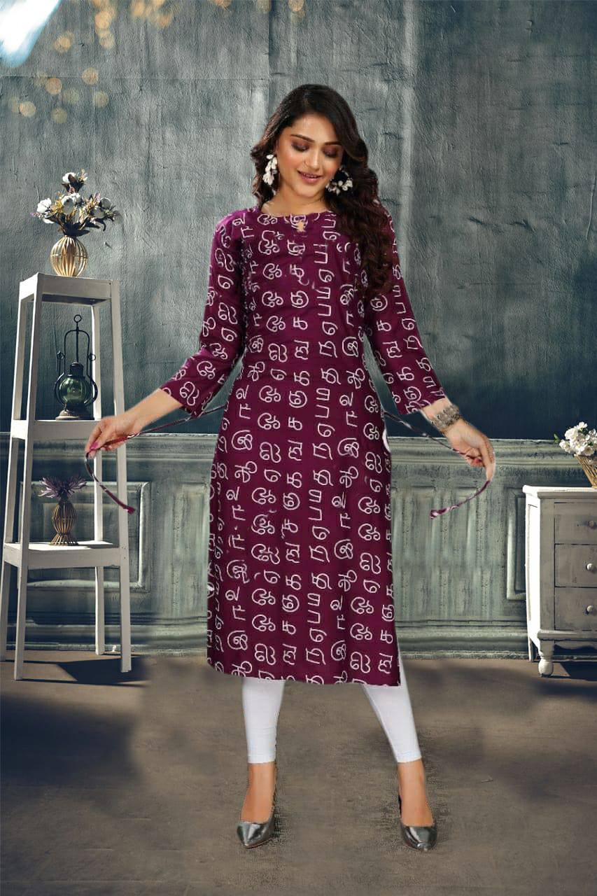 Tamil Letter Readymade Kurti in Cotton/Tamil Surat Readymade Kurti Dalam Kapas