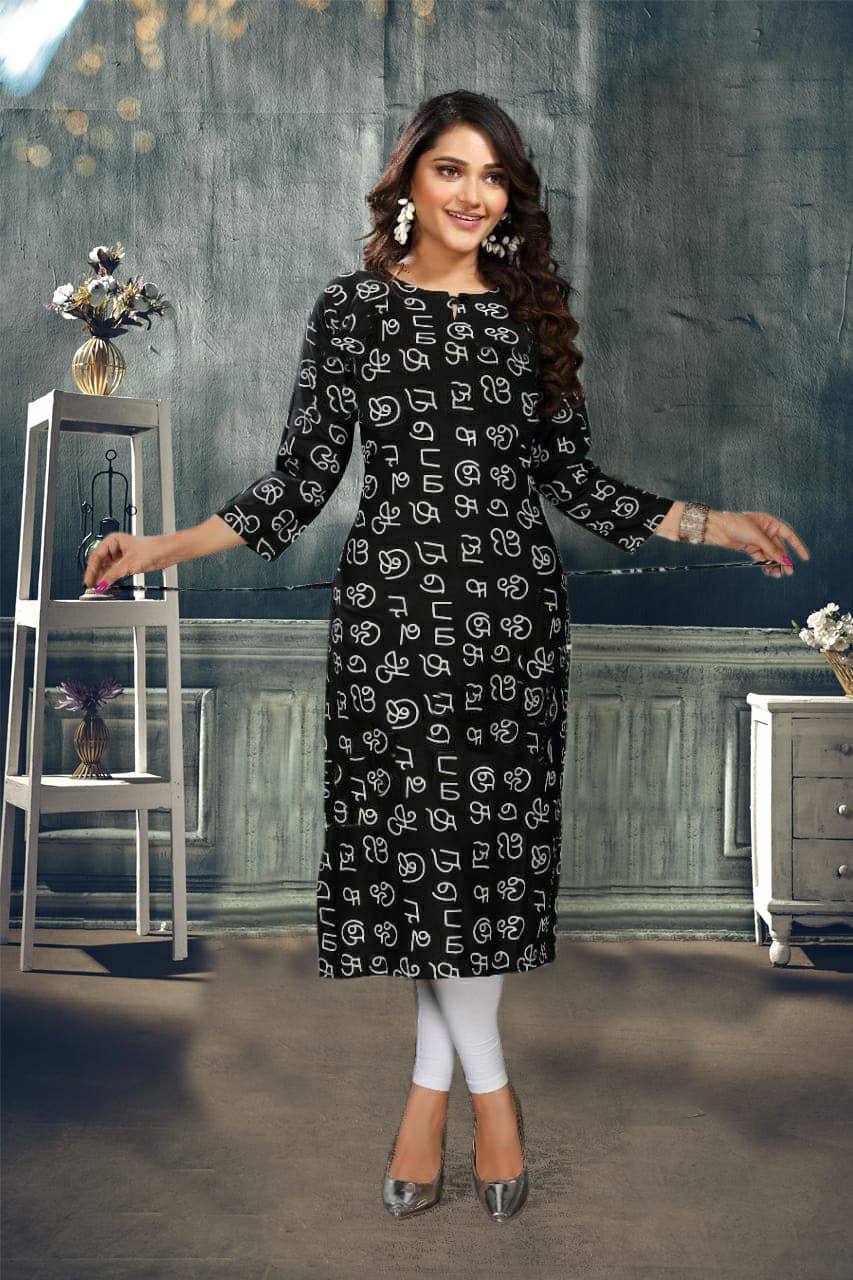 Tamil Letter Readymade Kurti in Cotton/Tamil Surat Readymade Kurti Dalam Kapas