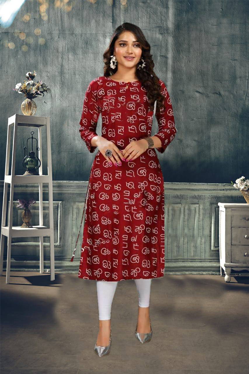 Tamil Letter Readymade Kurti in Cotton/Tamil Surat Readymade Kurti Dalam Kapas