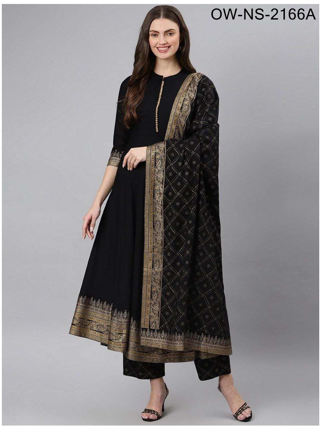 Stunning Rayon Printed Long Gown Pant & Dupatta Ensemble