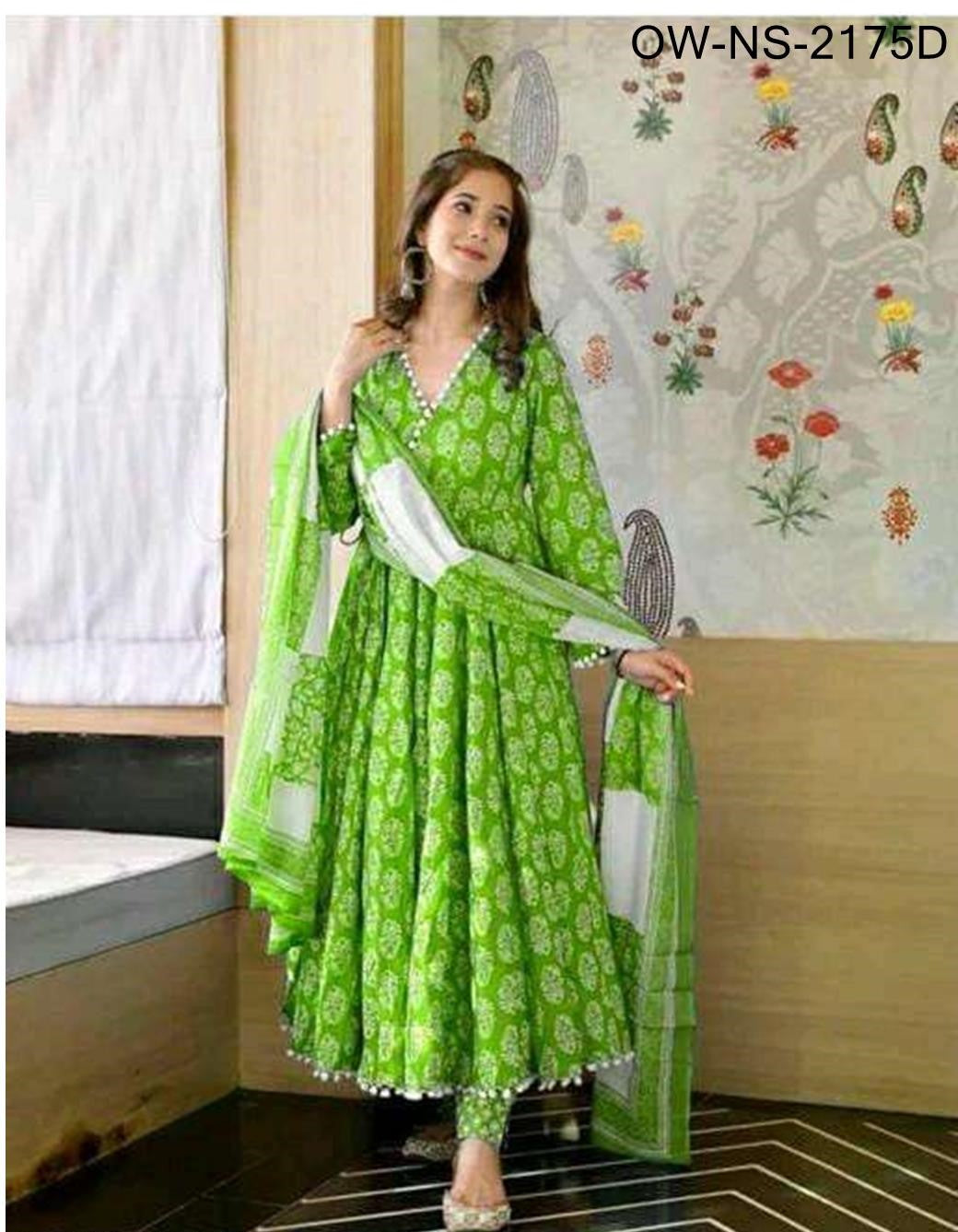 Pure Cotton Digital Print Round Kurti, Pant, and Dupatta Set