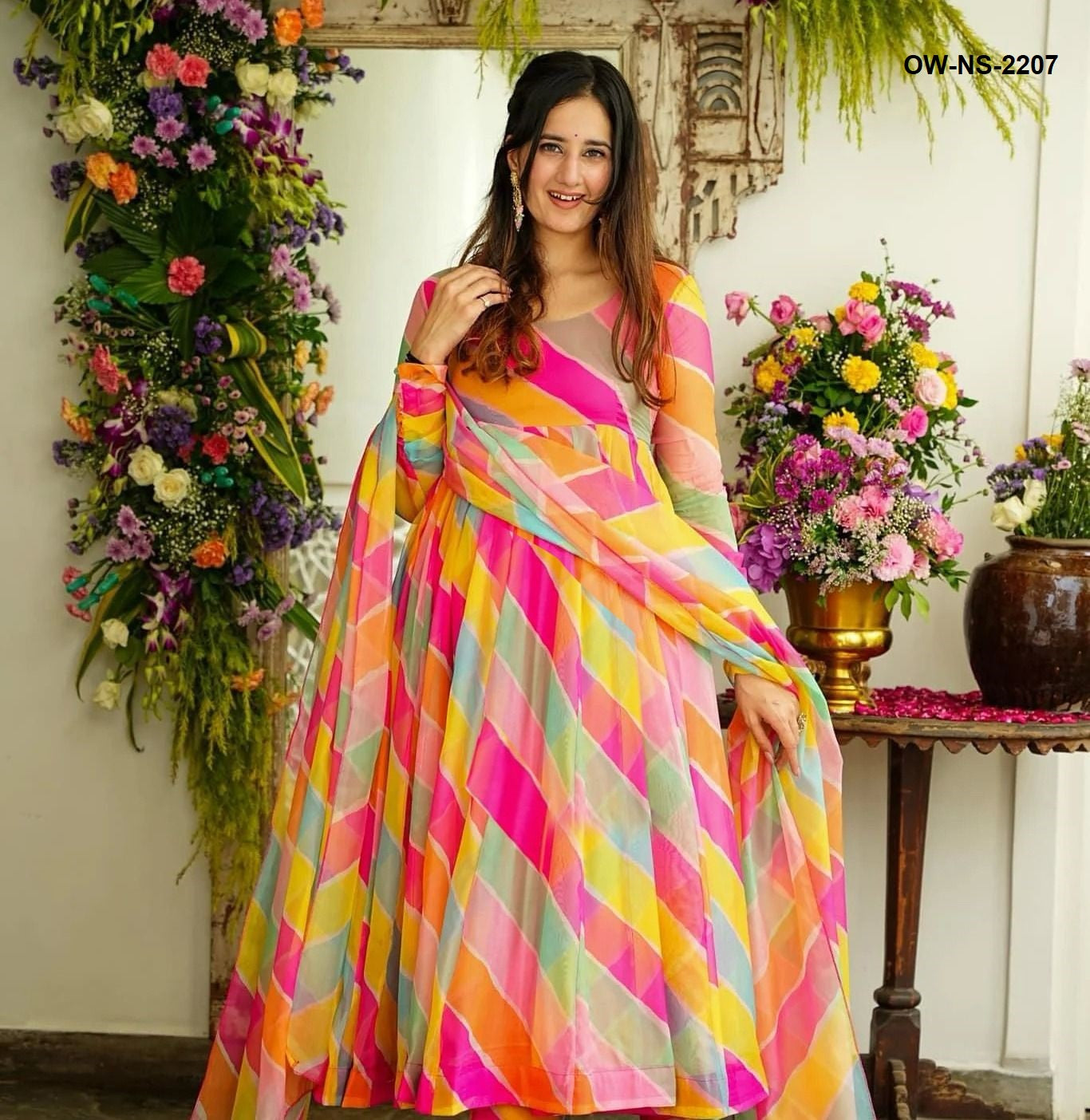 Launching Special Beautiful Multicolor Gown Dupatta