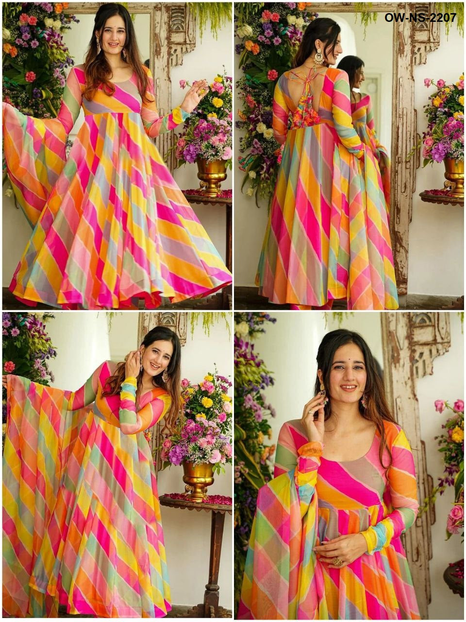 Launching Special Beautiful Multicolor Gown Dupatta