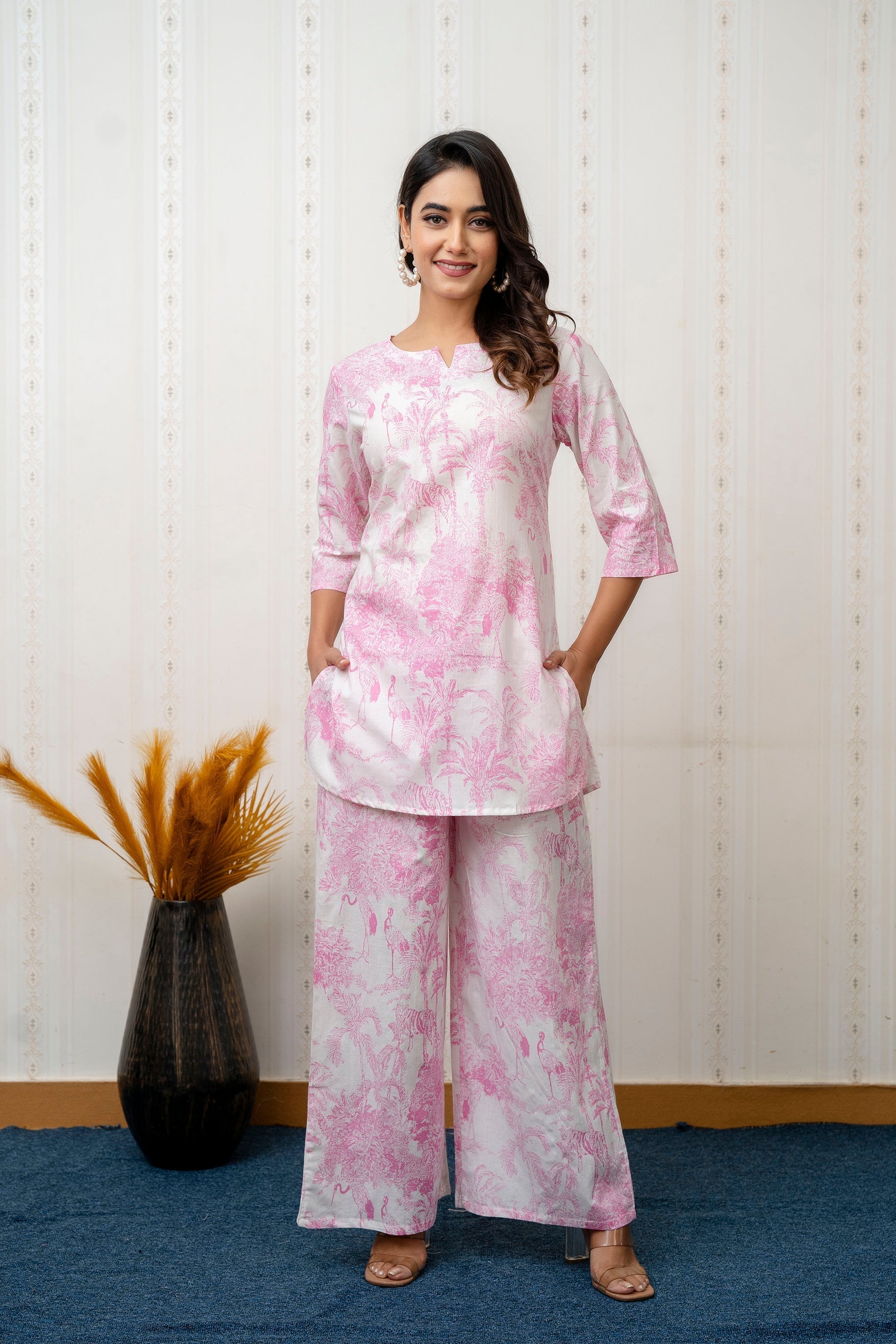 Blush Medow pink Rayon Co-ord set