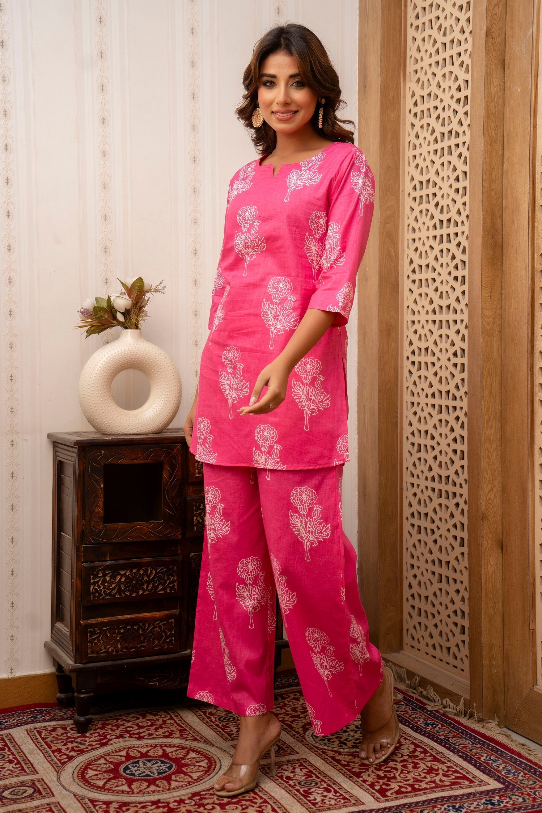 Blush Bloom Rayon Co-ord set