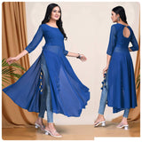 Presenting Trendy Casual Wear Faux Georgette Side Slit Cut Solid Kurti