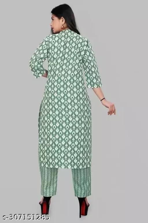 Trendy Cotton Printed Kurti and Pant Set for Everyday Wear