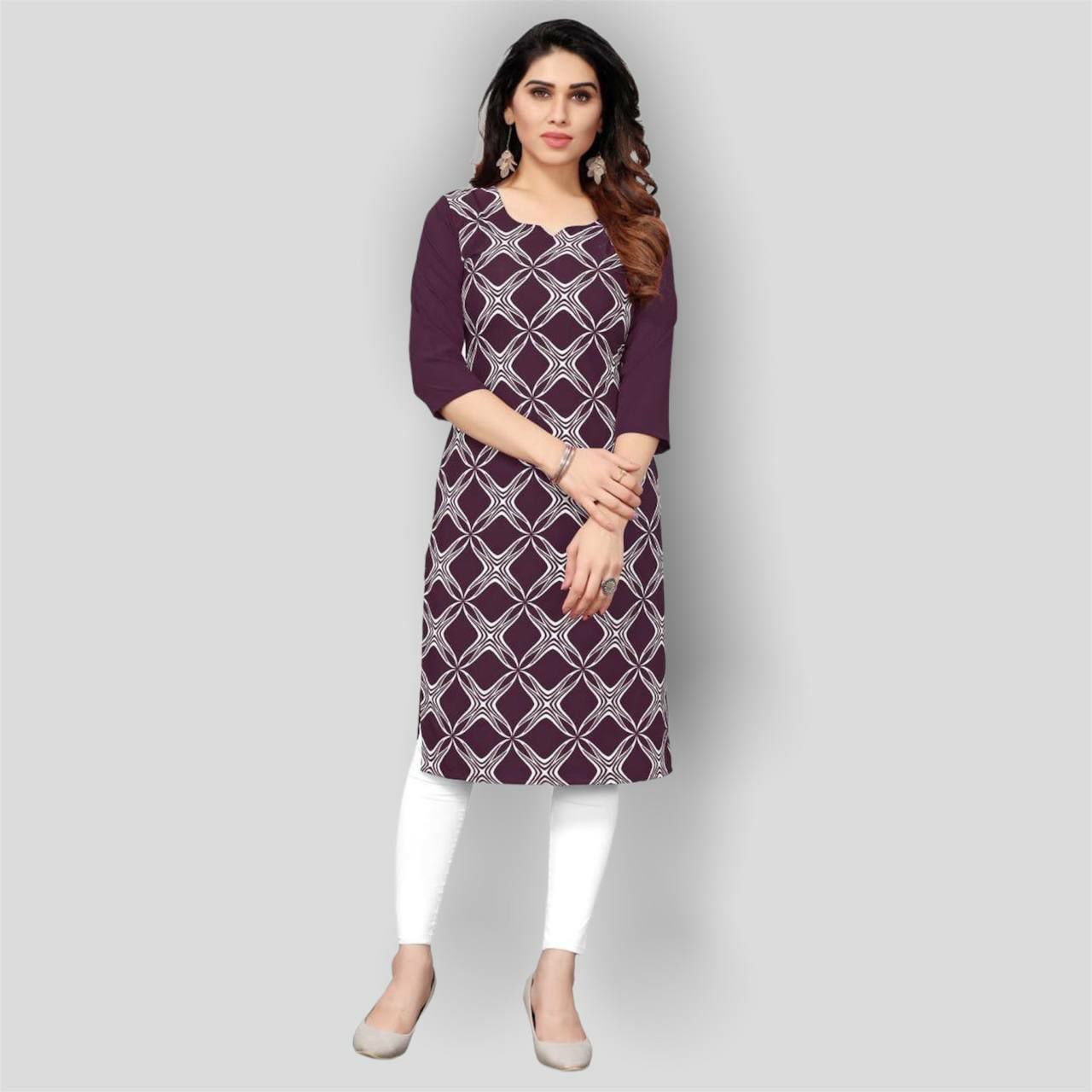 Stylish Butter Crepe Digital Printed Kurti/Kurti dicetak digital Crepe CREPE Bergaya