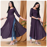 Presenting Trendy Casual Wear Faux Georgette Side Slit Cut Solid Kurti