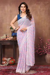 Beautiful printed ready to wear saree with small beautiful lace