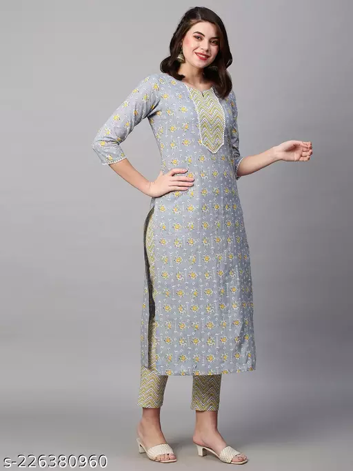 A Touch of Tradition: Women's Printed Kurti & Pant Set for Every Occasion!