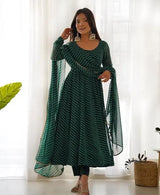 Set Gaun Georgette Bercetak Bergaya Bergaya Dengan Dupatta