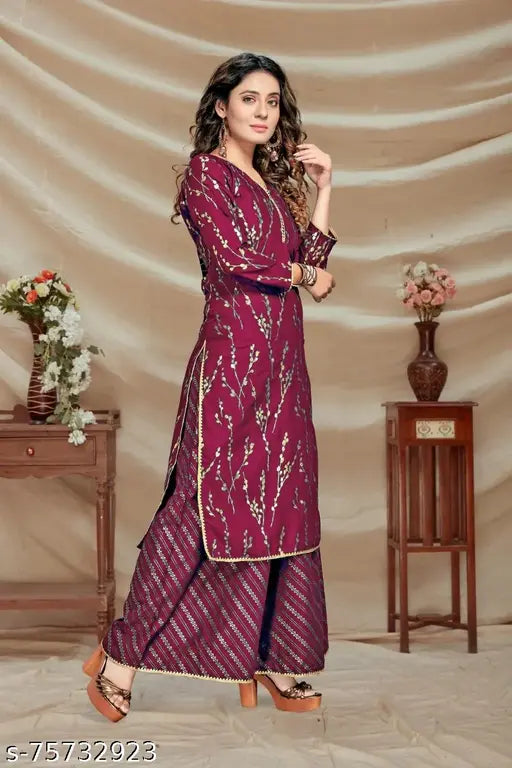 Foil Print Kurti with Palazzo Pant