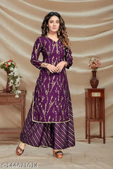 Cetakan Kerajang Kurti dengan Palazzo Pant