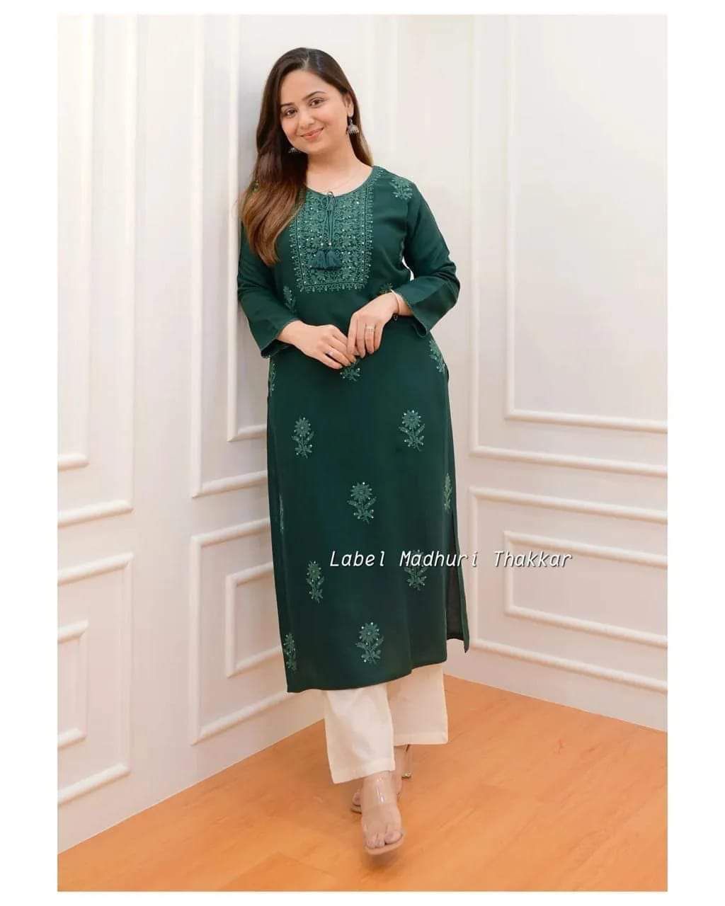 Premium Reyon cotton Top with beautiful sequence embroidery work & Reyon pant