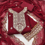 Designer Georgette Jari Work Suit with Swarovski Diamond Detailing