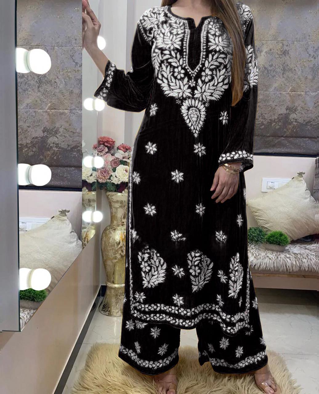 New Lunching Heavy Rayon Fancy Embroidery Work Kurti Pant