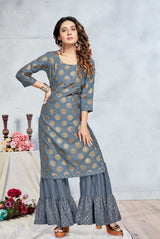 Cetakan Kerajang Kurti dengan Palazzo Pant
