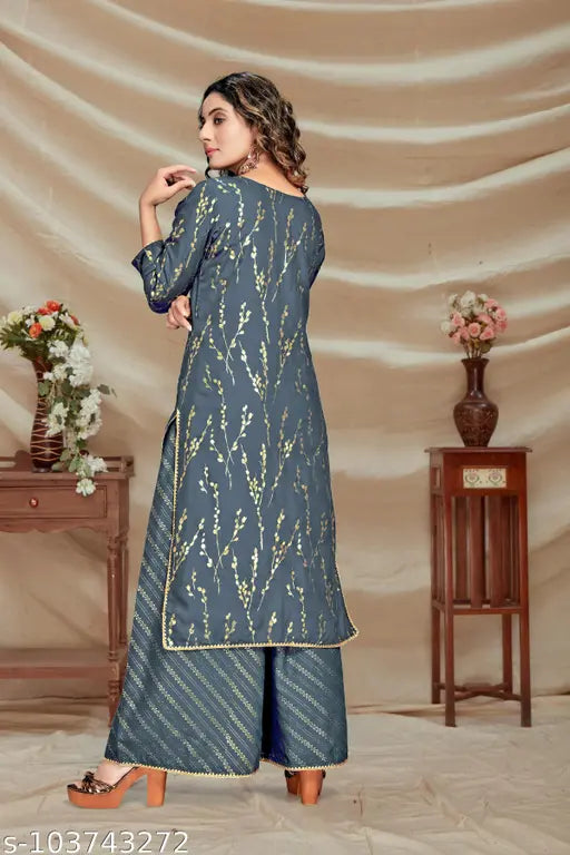 Foil Print Kurti with Palazzo Pant