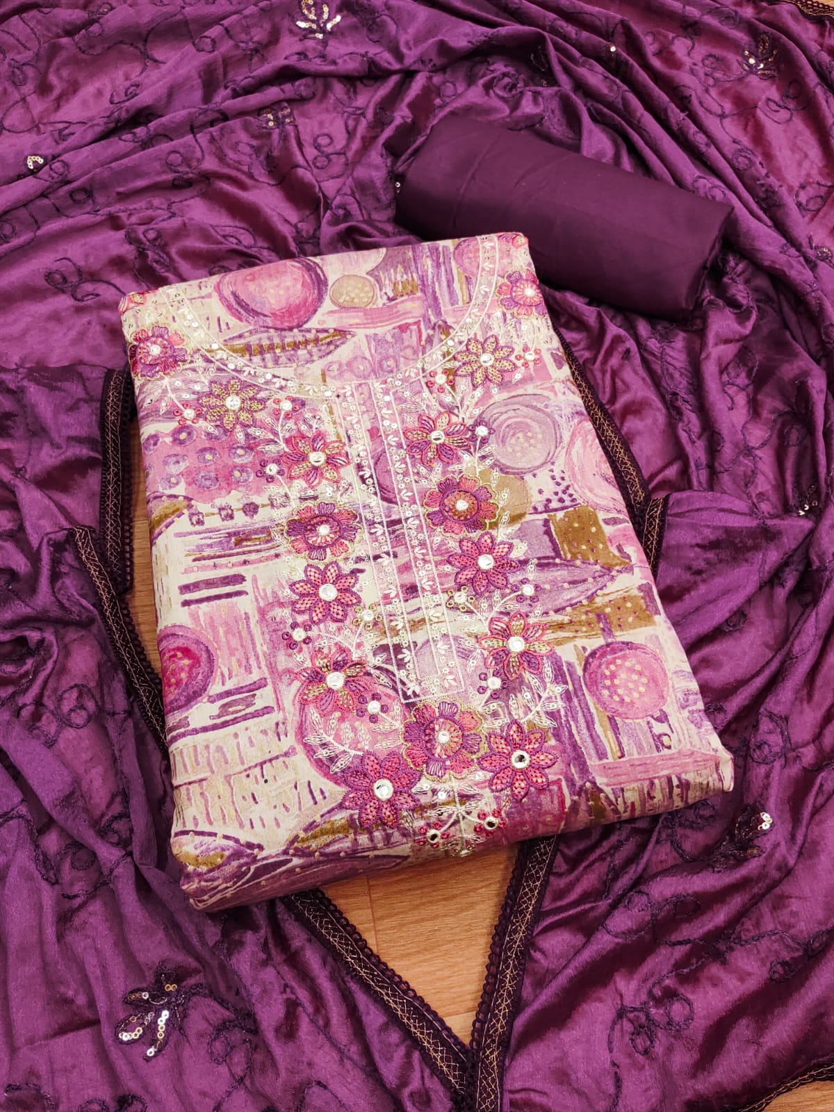 Premium Cotton Foil Print Kurti Set with Cotton Jeacard Dupatta