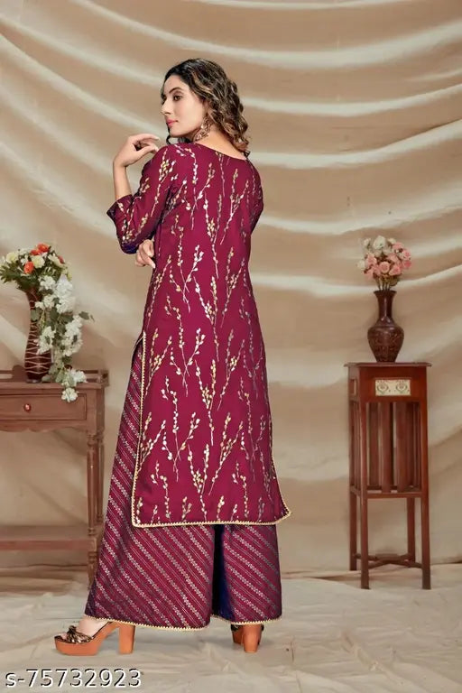 Foil Print Kurti with Palazzo Pant