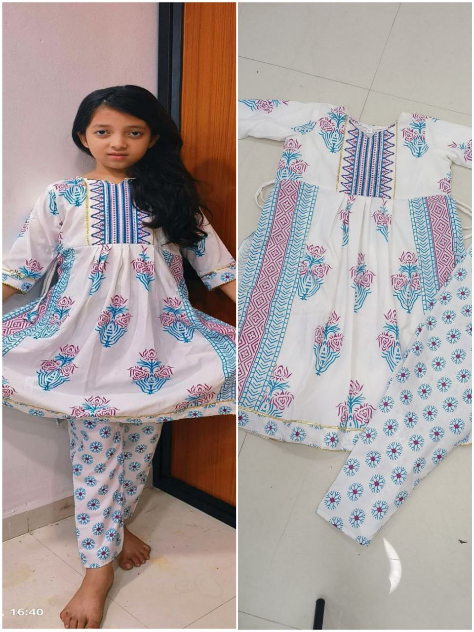 Kids Rayon Printed Kurti with Pant - Stylish & Comfy