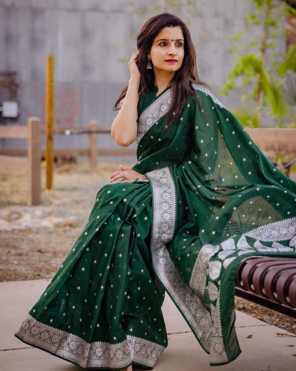 Beautiful Silk printed Saree with Unstitched Blouse