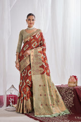 Beautiful Silk Printed Saree With Unstitched Blouse