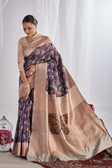 Beautiful Silk Printed Saree With Unstitched Blouse