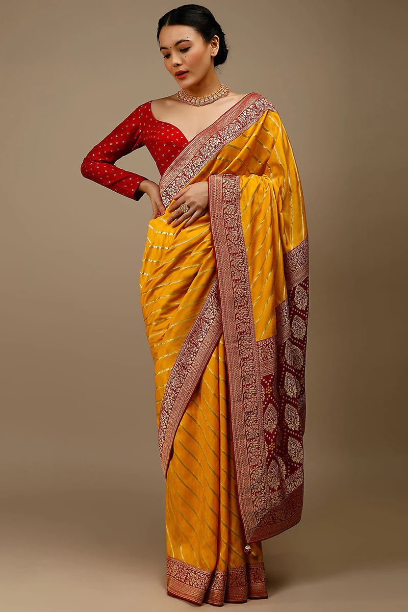 Beautiful Softy Kanjivaram Silk Saree With Unstiched Brocade Blouse