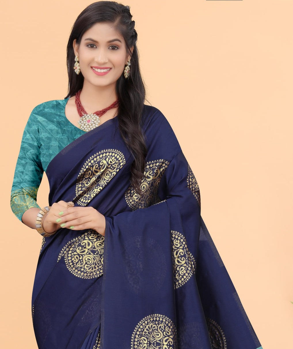 Beautiful Silk Printed Saree With Unstitched Blouse