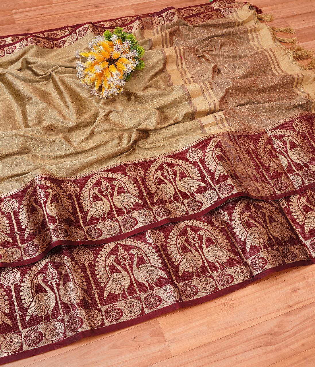 Beautiful Silk Printed Saree With Unstitched Blouse