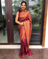 Beautiful Silk Printed Saree With Unstitched Blouse