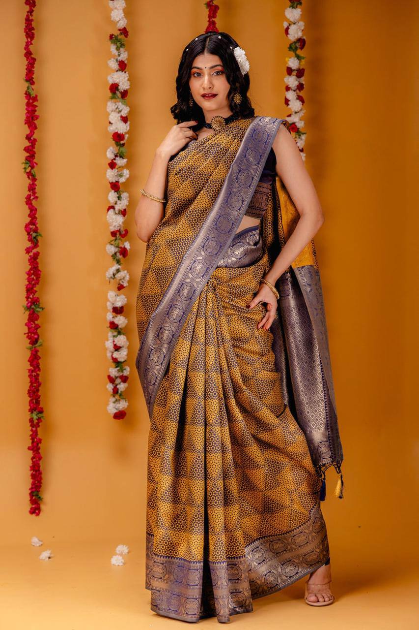 Launching New Banarsi Silk Saree With Unstitched Jacquard blouse