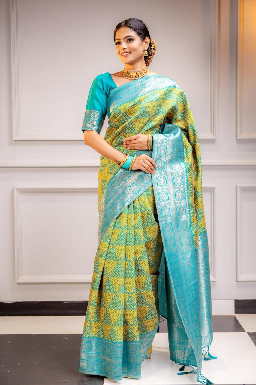 Launching New Banarsi Silk Saree With Unstitched Jacquard blouse