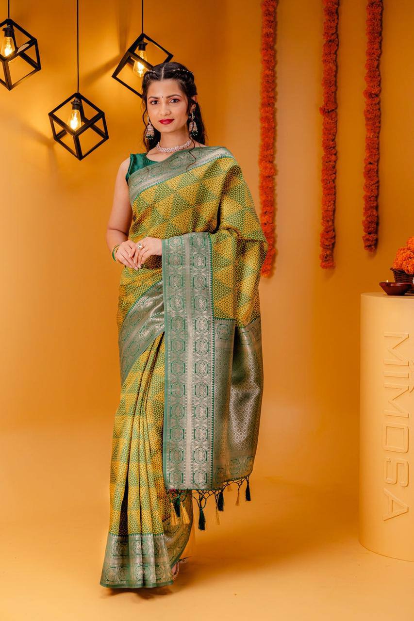 Launching New Banarsi Silk Saree With Unstitched Jacquard blouse