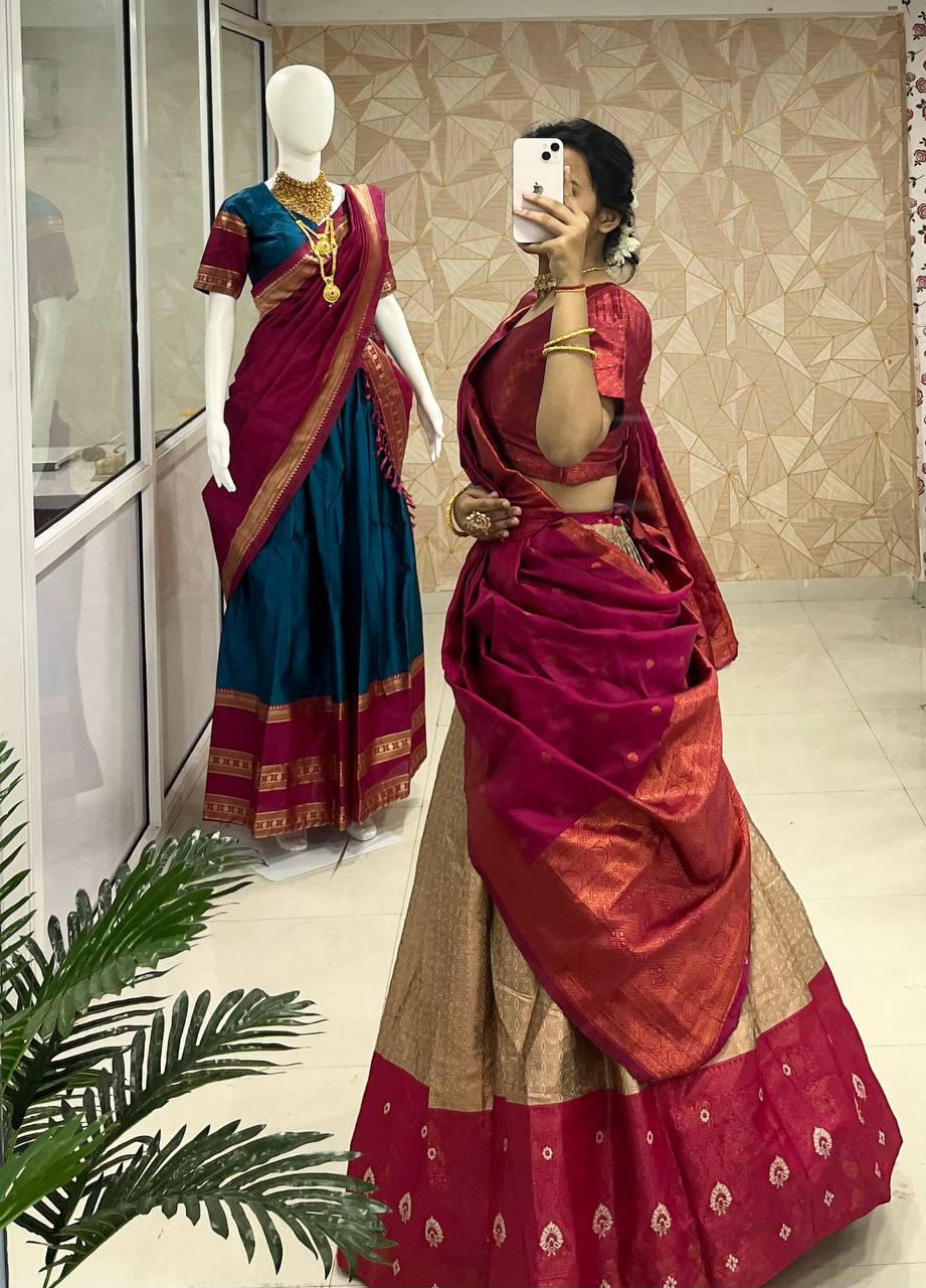 Elegant Kanjivaram Silk Zari Lehenga with Blouse and Banarasi Silk Dupatta – Perfect for Special Occasions