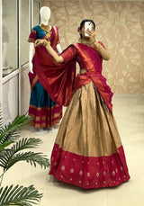 Elegant Kanjivaram Silk Zari Lehenga with Blouse and Banarasi Silk Dupatta – Perfect for Special Occasions