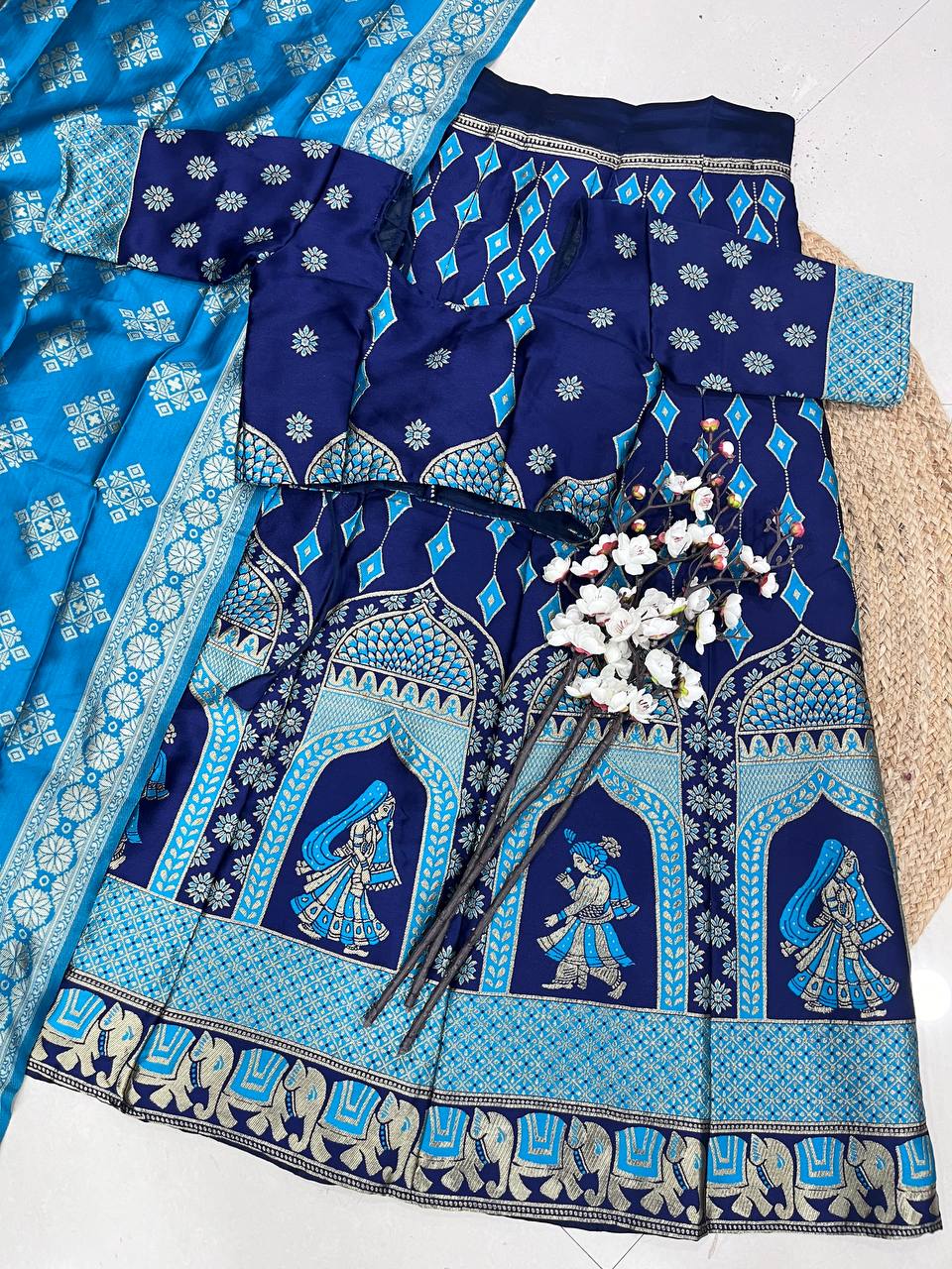 Graceful Glamour: Kanjivaram Silk Lehenga & Banarsi Silk Dupatta