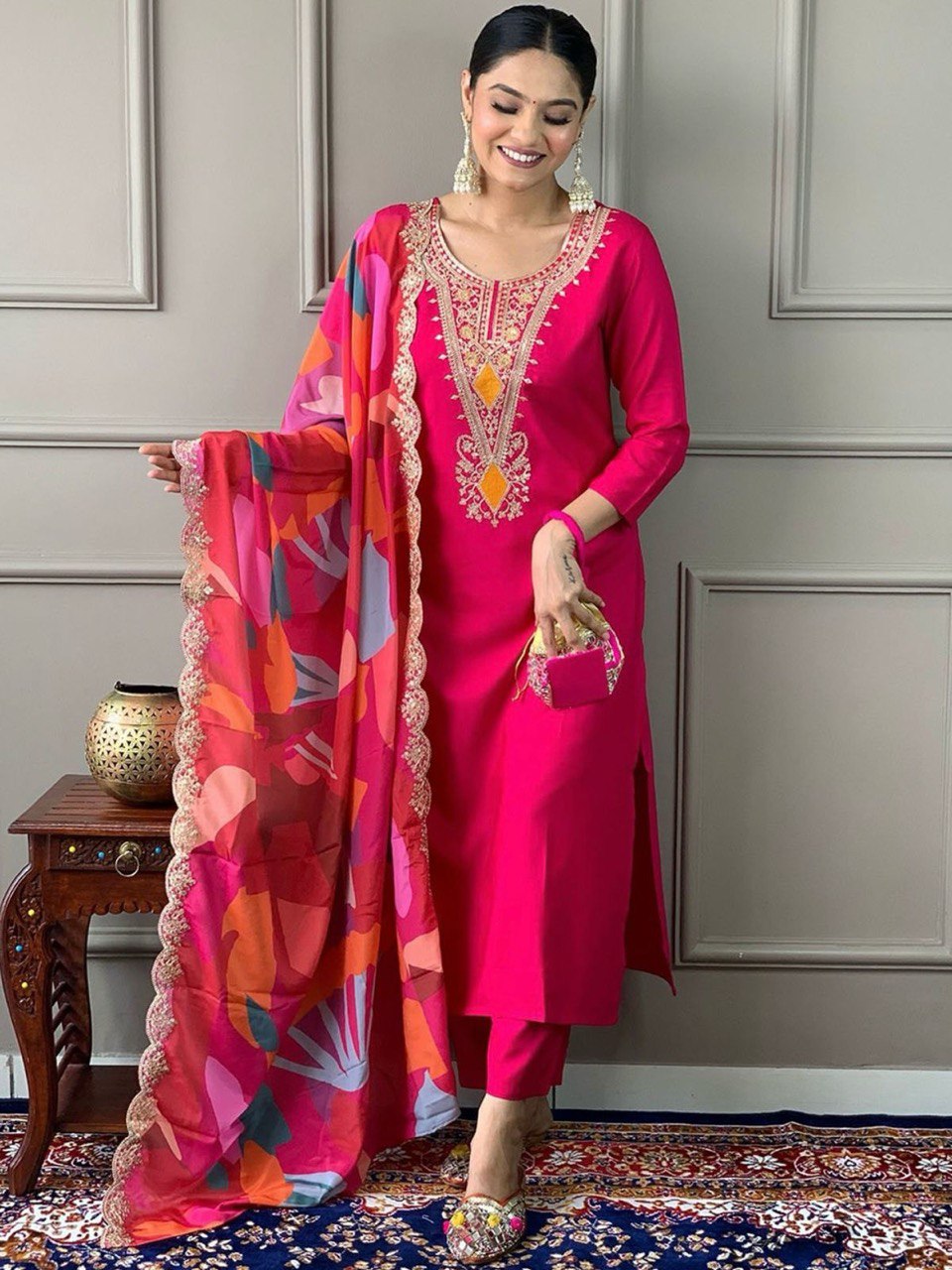 Presenting New Rayon Fabric beautiful suit set